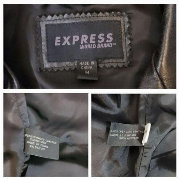 NEW Vintage 90's Express 100% Genuine Leather Belted Trench Coat Size Medium - Picture 12 of 13